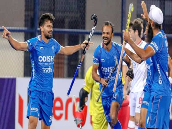 Amit Rohidas, Hardik Singh anotan cuando India venció a España 2-0 en la Copa Mundial de Hockey 2023 |  IND contra ESP
