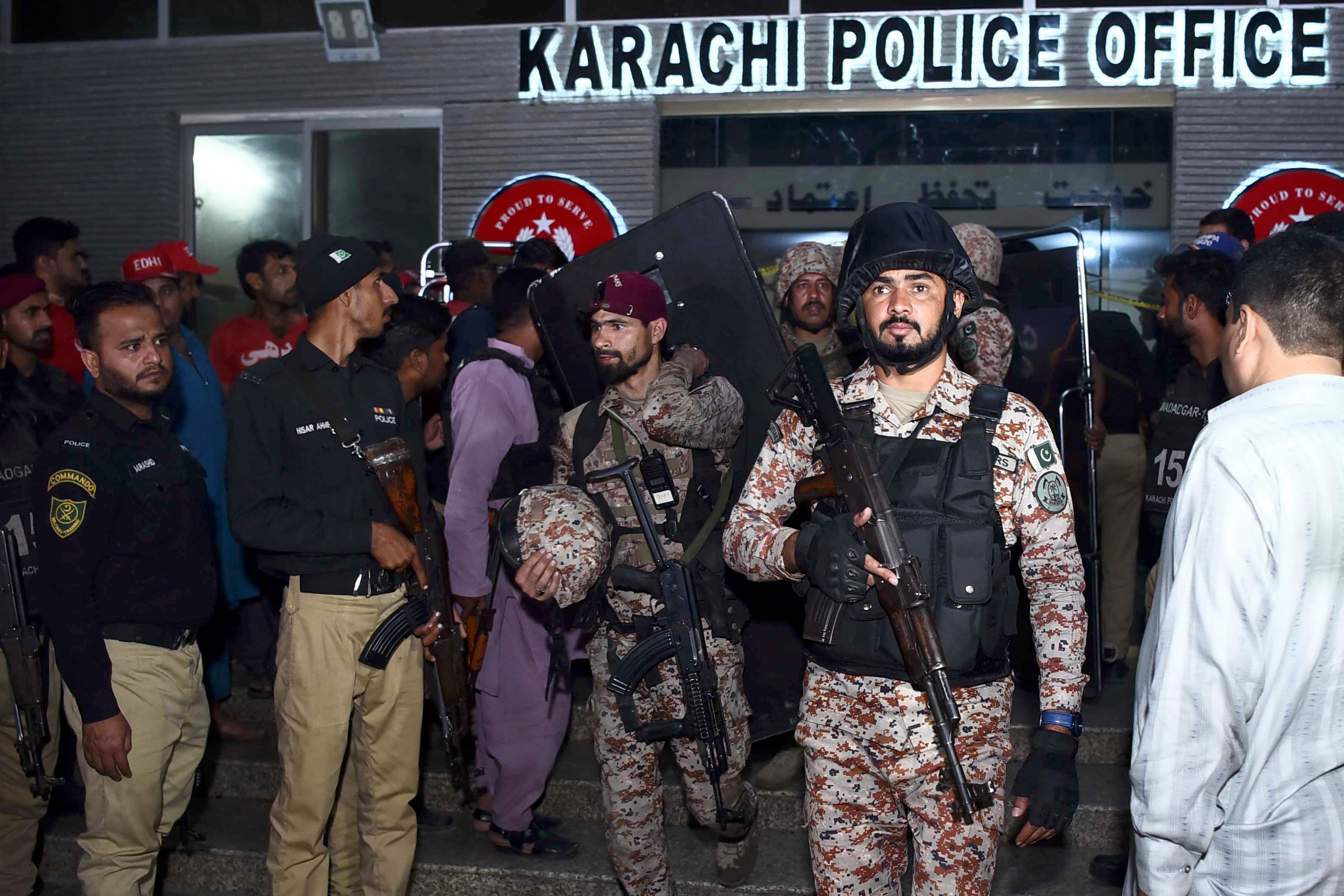 7 killed in terror attack on police headquarters in Karachi