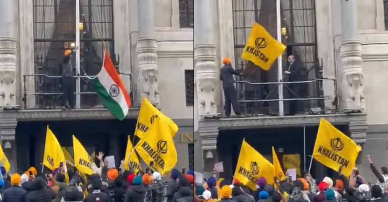 Khalistani Protestors Take Down Tricolour, Attempt To Storm High Commission In London