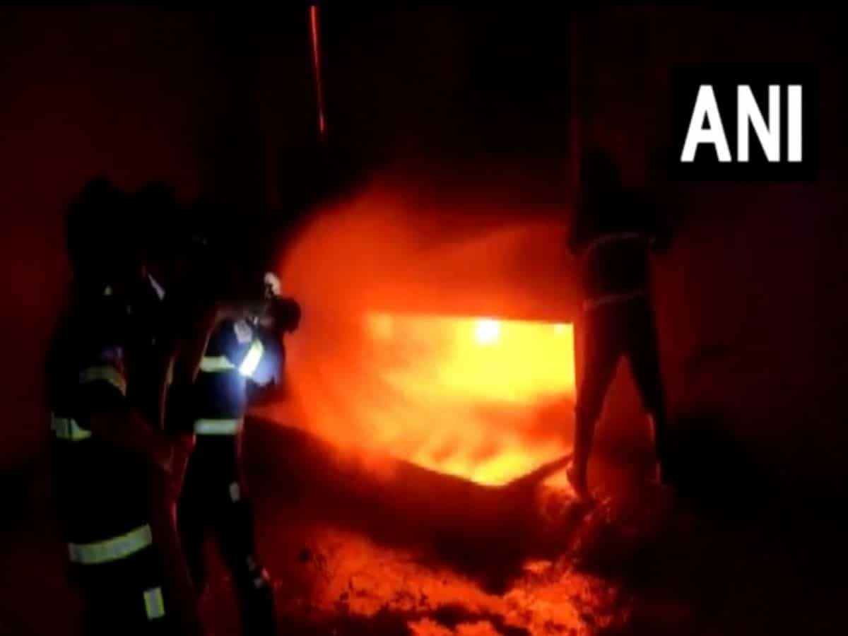 Fire breaks out in a godown in Pune's Wagholi