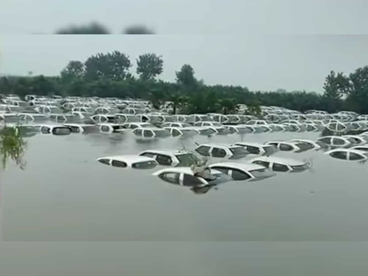 Watch: Nearly 300 cars submerged in Greater Noida's EcoTech 3 parking lot after water from Hindon river overflowed