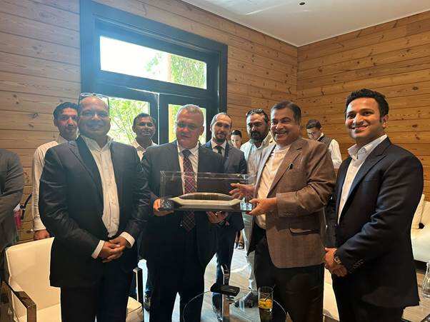 Nitin Gadkari takes test ride of sky bus in Sharjah