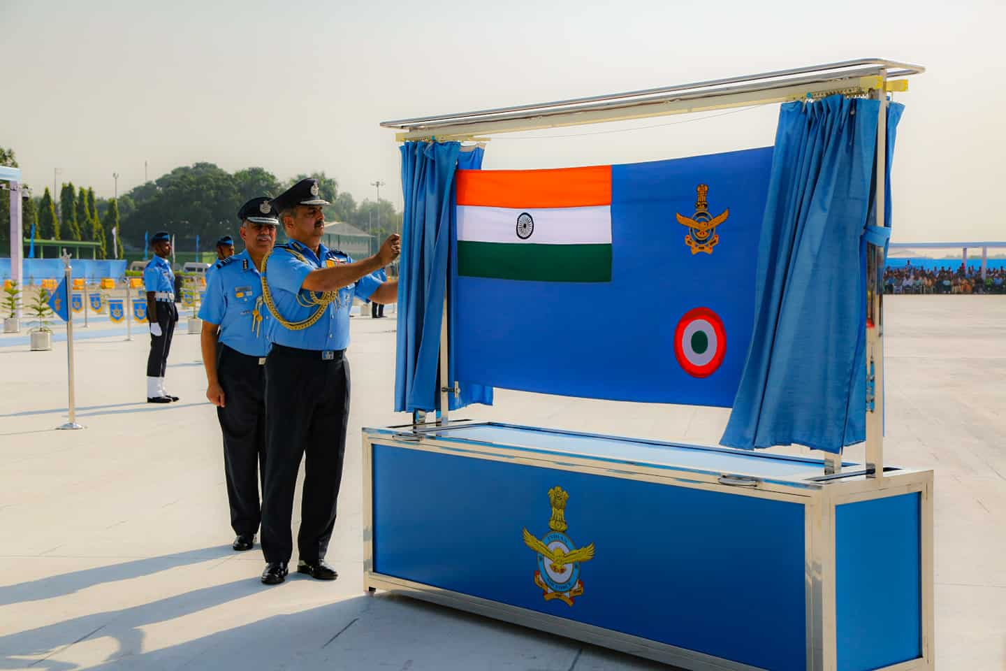 Air Chief Marshal Chaudhari unveils new ensign of IAF at Air Force Day