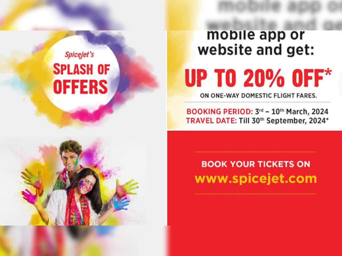 SpiceJet Splash of Offers for Holi: How you can book your flight tickets at 20% discount 