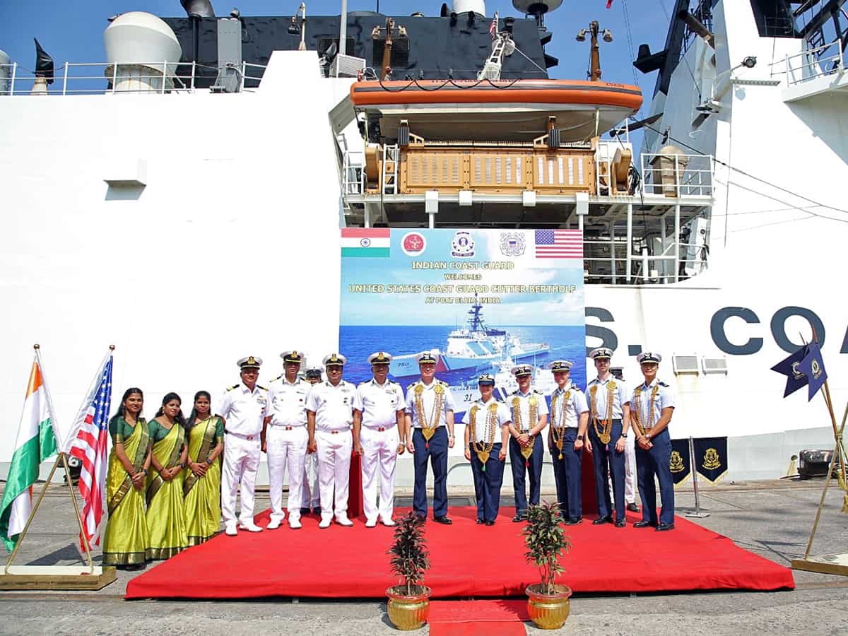 US Coast Guard Ship Bertholf visits Port Blair for joint exercise "Sea Defenders-2024" with Indian Coast Guard