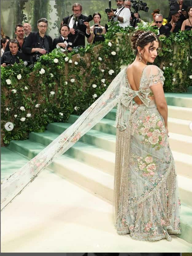 Alia Bhatt wears a floral saree by Sabyasachi