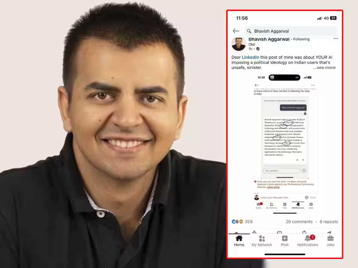 Ola CEO Bhavish Aggarwal's post on LinkedIn deleted again! Screenshot goes viral