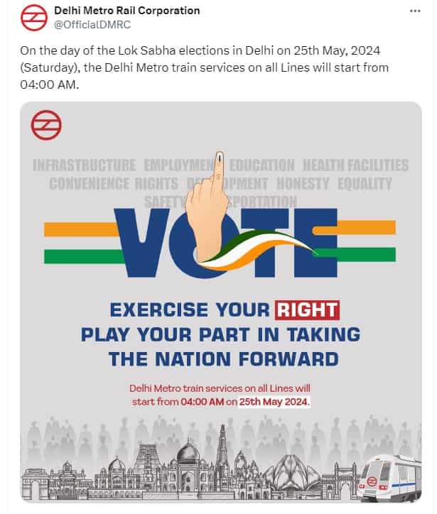 Delhi Metro Timing Update For Voting Day: DMRC Tweeted