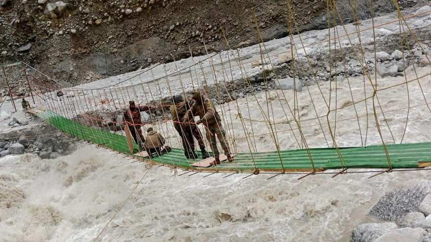 Army builds suspension bridge in 48 hours in rain-hit north Sikkim