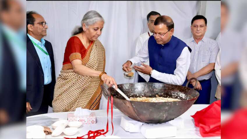 Union Budget 2024: FM Nirmala Sitharaman attends traditional 'halwa' ceremony before Budget 