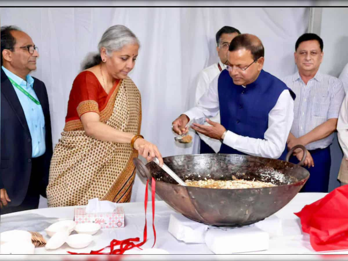 Union Budget 2024: FM Nirmala Sitharaman attends traditional 'halwa' ceremony before Budget 