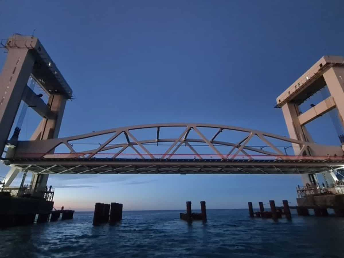 Test lift of central span of new Pamban Rail Bridge gets successfully conducted