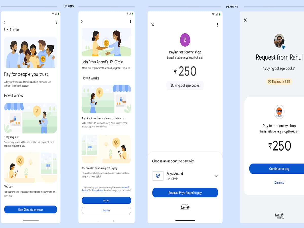 Google UPI Circle gpay app transaction limit npci digital payment android ios