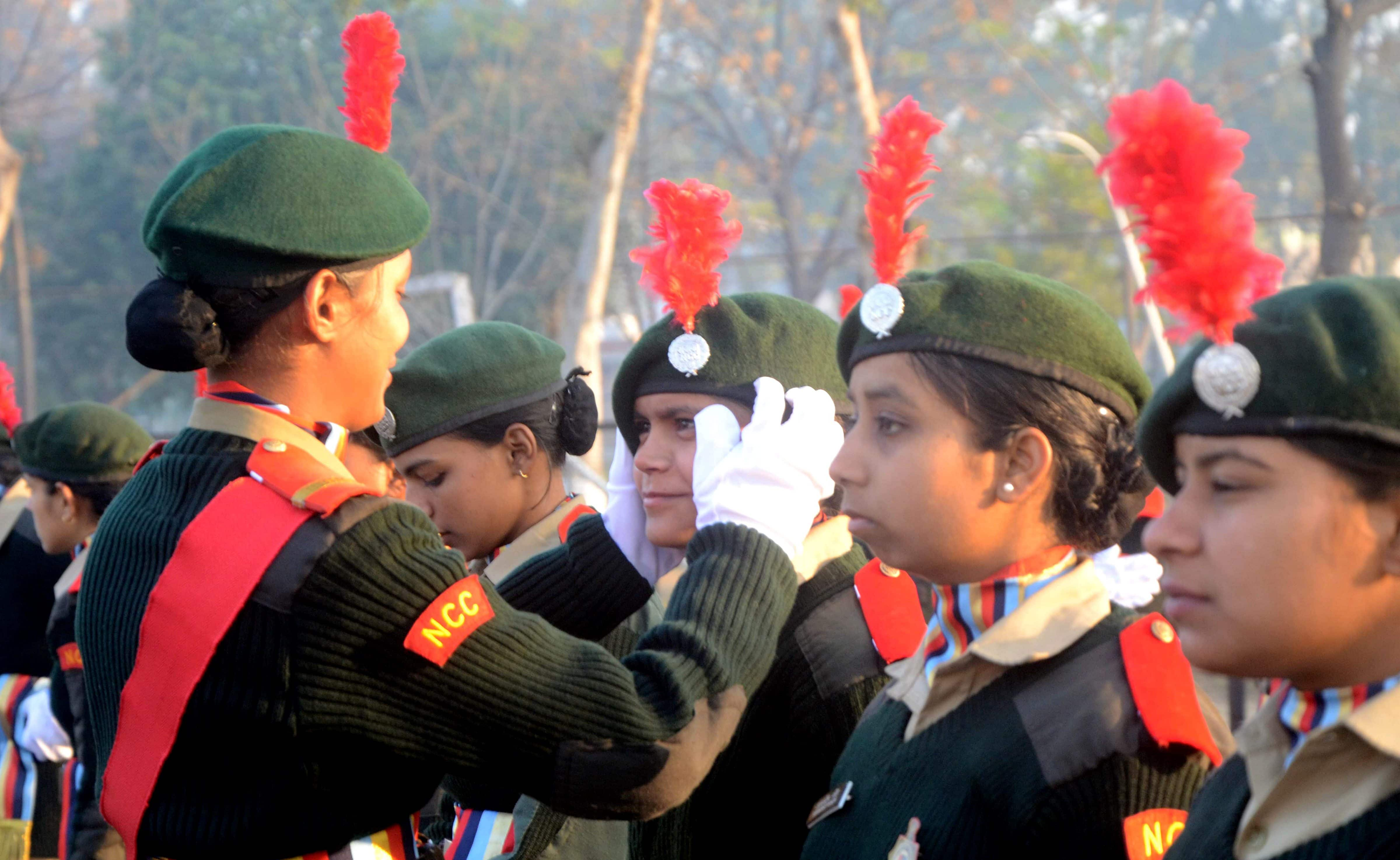 Police march at Republic Day rehearsal 