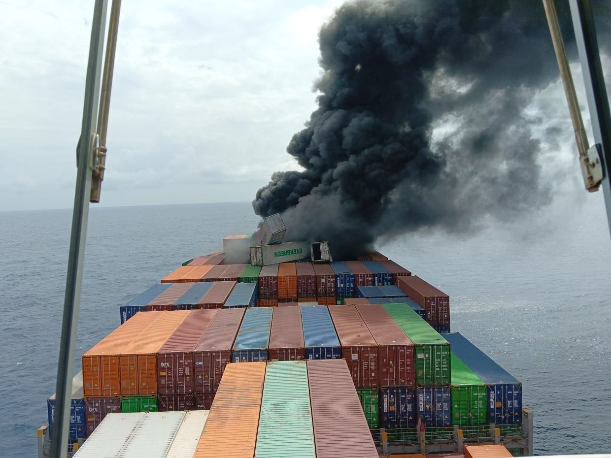 Explosion on Singapore cargo ship off Kerala coast, crew members missing
