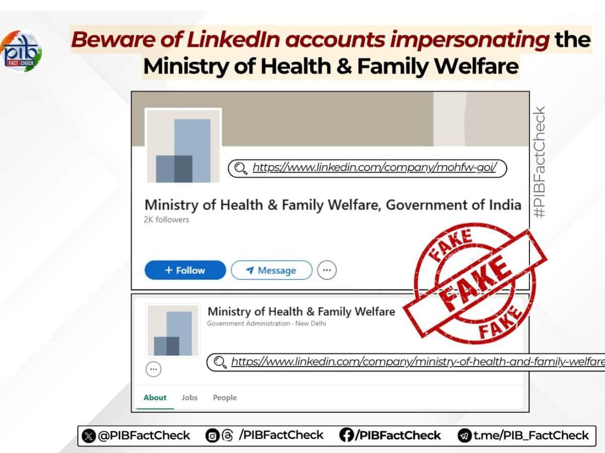 Health Ministry Fake LinkedIn Profile Alert: Government exposes fake LinkedIn profile impersonating Health Ministry