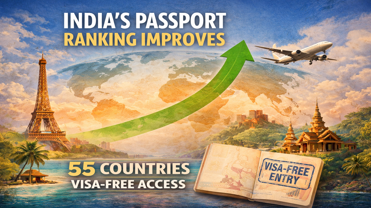 Indian passport jumps five places in Henley Passport Index; visa-free access expands to 55 destinations