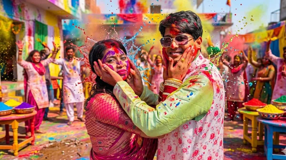 Couple Holi moments
