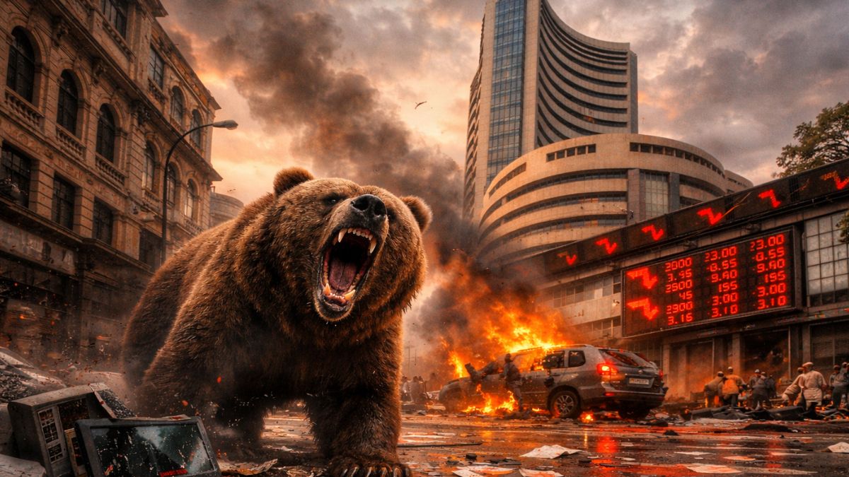 Closing Bell: Bloodbath on D-Street! Sensex falls 1,342 points, Nifty ends below 24,000 amid global tensions
