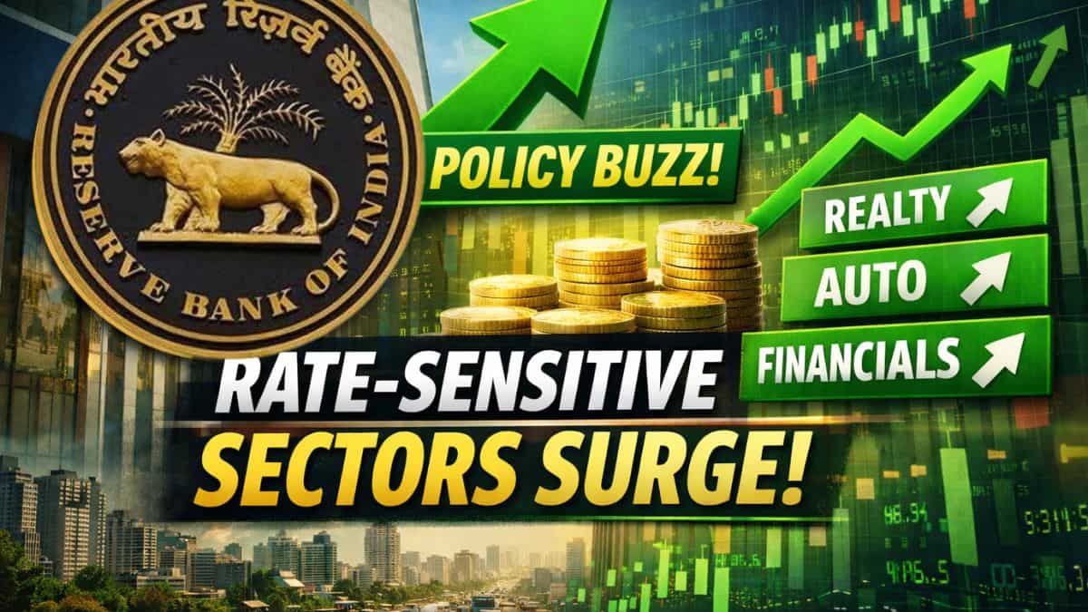Rate-sensitive stocks rally ahead of RBI policy; Nifty Realty, Auto lead gains