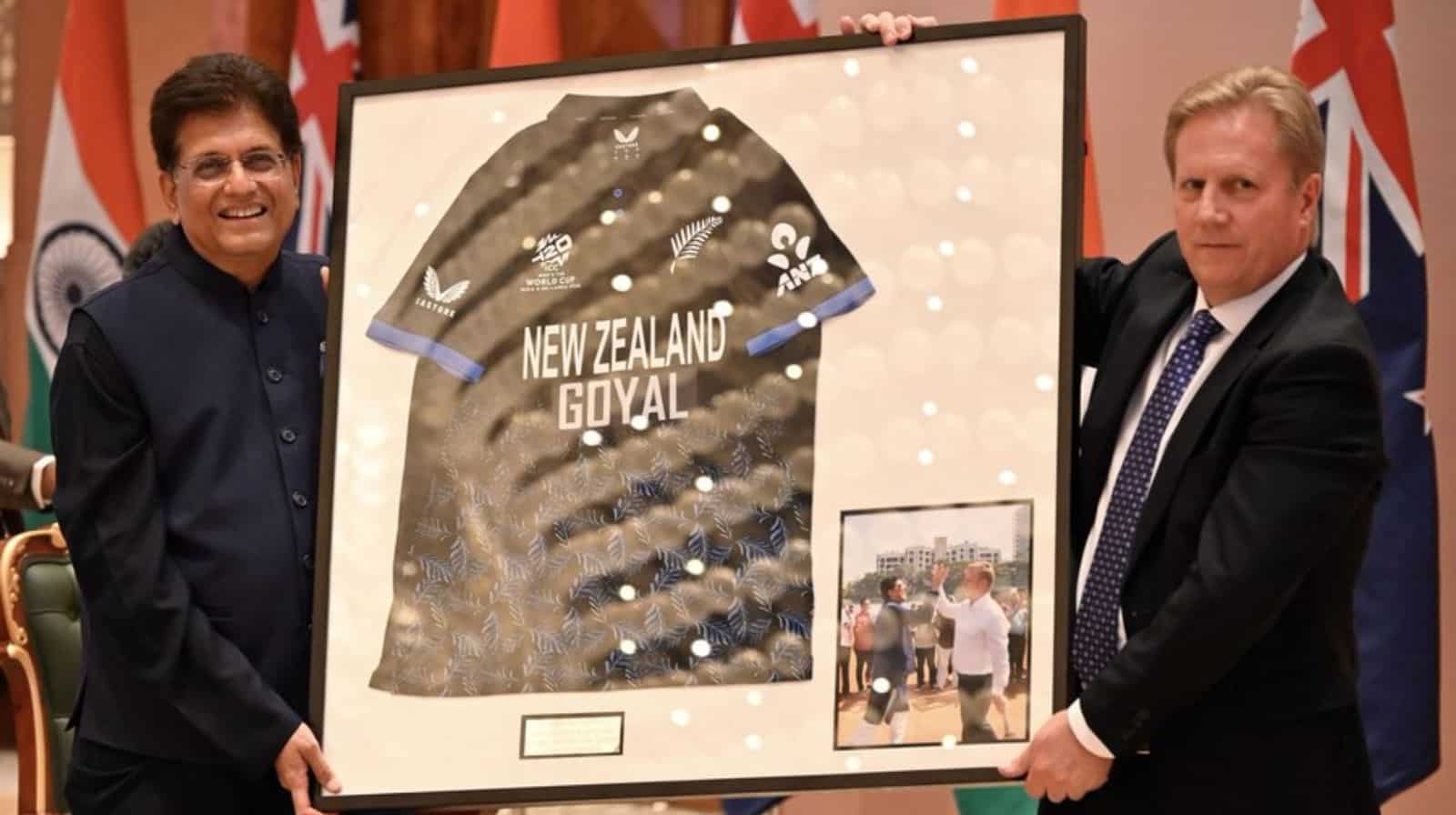 India-NZ FTA: New Zealand minister gifts cricket jersey to Piyush Goyal during meeting in Delhi