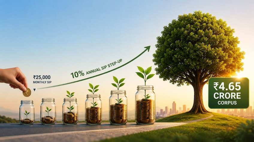 SIP Calculator: How 10% annual step-up can grow Rs 25,000 monthly SIP into Rs 4.65 crore corpus