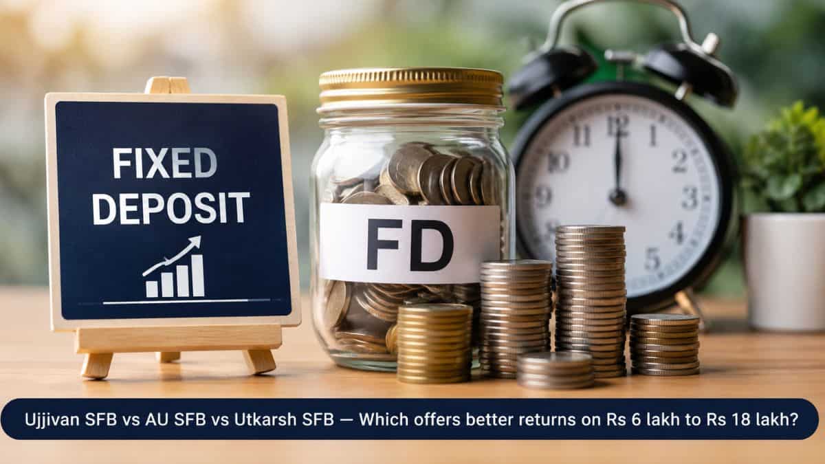 3-year FD in Small Finance Banks: Ujjivan SFB vs AU SFB vs Utkarsh SFB — Which offers better returns on deposits of Rs 6 lakh to Rs 18 lakh?