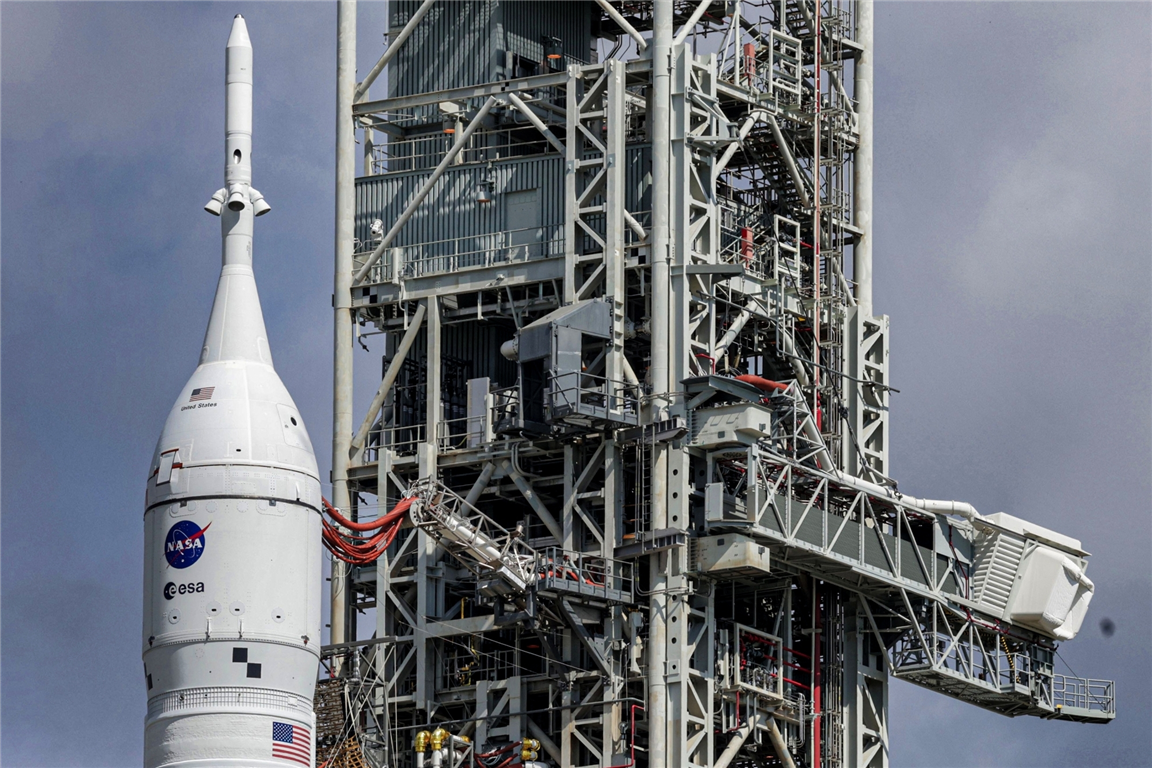 [The Artemis I rocket sits on the launch pad at Kennedy Space Center. (Image: IANS)]