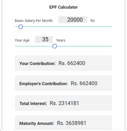 Epf calculator