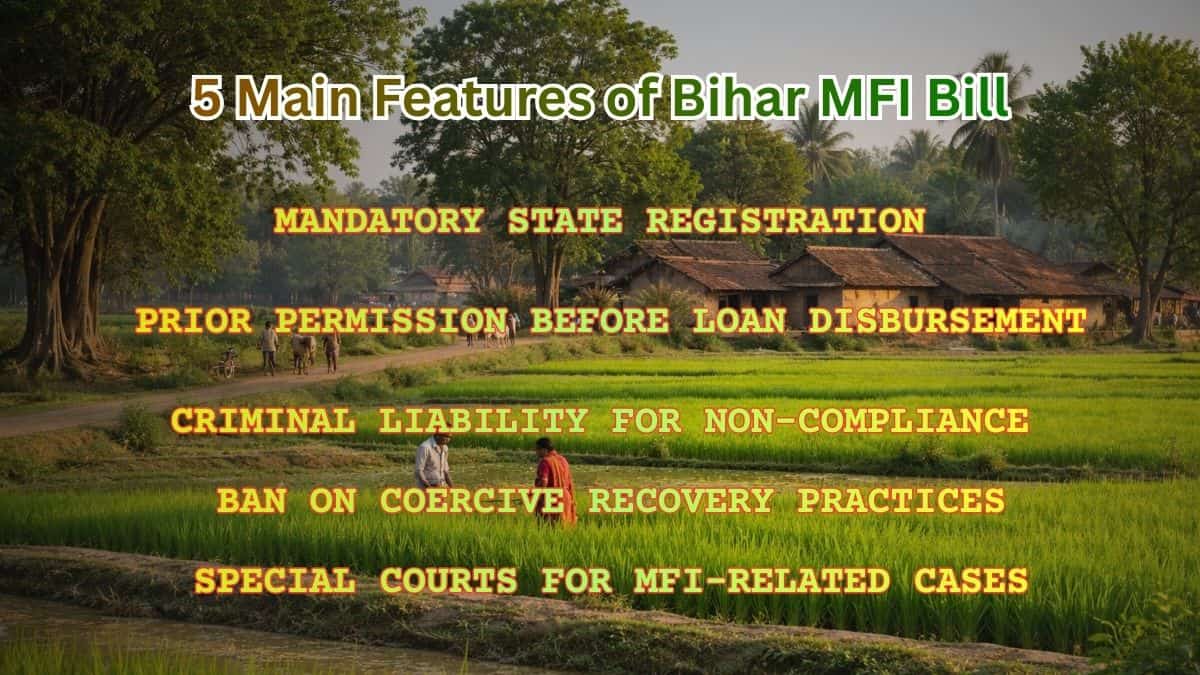 bihar microfinance bill details explained, what is Bihar Micro Finance Bill 2026, why Bihar regulating microfinance sector, how Bihar MFI Bill affects borrowers, new microfinance rules in Bihar 2026, can MFIs operate without state approval Bihar, maximum microfinance loans per borrower Bihar, illegal recovery punishment Bihar MFI law, Bihar biggest microfinance market India, microfinance AUM share of Bihar, state level registration for MFIs Bihar, microfinance compliance timeline 90 days Bihar, nodal officer under Bihar MFI Bill, impact of Bihar microfinance regulation on lenders, Bihar Assembly passes microfinance bill