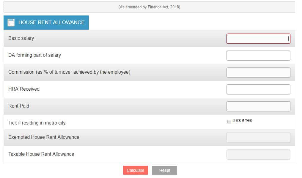 Income Tax Calculator: HRA's taxability and exemption