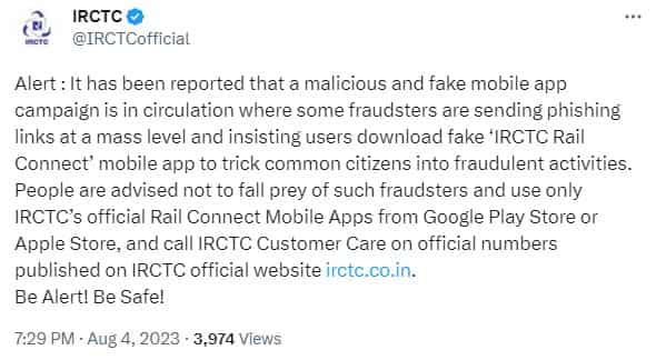 fake IRCTC Rail Connect mobile app scam 