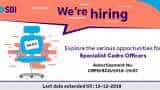 SBI Specialist Cadre Officers recruitment: Hurry up! Apply for senior manager to marketing executive posts at SBI; know salary, fees, all details here SBI Specialist Cadre Officers recruitment: Hurry up! Apply for senior manager to marketing executive posts at SBI; know salary, fees, all details here