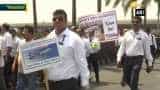 Jet Airways employees hold peace protest at Mumbai Airport