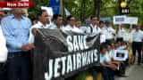 Jet Airways employees stage protest outside Safdarjung Airport in Delhi