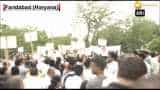 Congress workers protest outside hospital over demand of Vikas Choudhary body in Faridabad Congress workers protest outside hospital over demand of Vikas Choudhary body in Faridabad