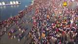 Drone visuals from Ghats of Triveni Sangam as people in large numbers continue to take holy dip