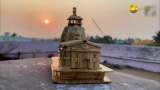 Intricate Kedarnath Temple model made of matchsticks for Mahashivratri