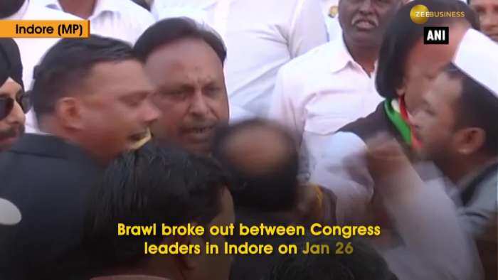 Watch: Brawl between Congress leaders during flag hoisting ceremony in MP