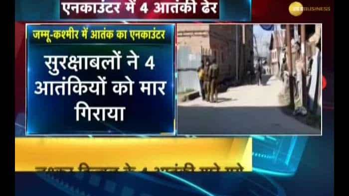 Encounter between terrorists &amp; security forces in J&amp;K, 4 terrorists shot dead!