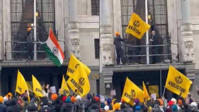Khalistani Protestors Take Down Tricolour, Attempt To Storm High Commission In London