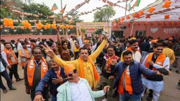  BJP's saffron storms Congress away in MP, Rajasthan and Chhattisgarh; Congress upstages BRS in Telangana 