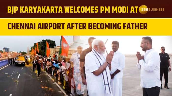 BJP Volunteer Welcomes PM Modi at Chennai Airport After Becoming Father
