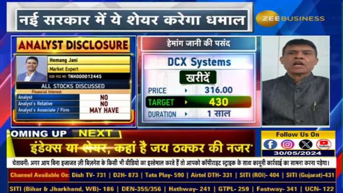  Profitable Stocks with the New Government in Power : Market Expert Hemang Jani’s Top Stock Pick 