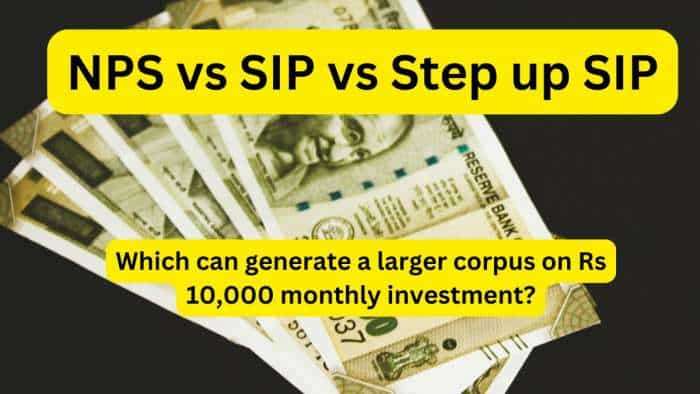 Nps vs sip vs step up systematic investment plan mutual fund calculator national pension system which scheme can build large retirement corpus with inr rs 10000 monthly for 25 years nifty 50 equity