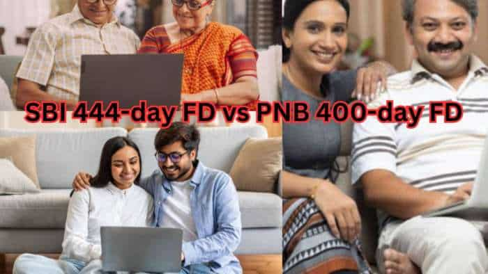 Sbi fd 444 day amrit vrishti vs punjab national bank 400 fixed deposit maturity return interest rate calculator amount on inr rs 300000 and 700000 investment for senior and general citizens