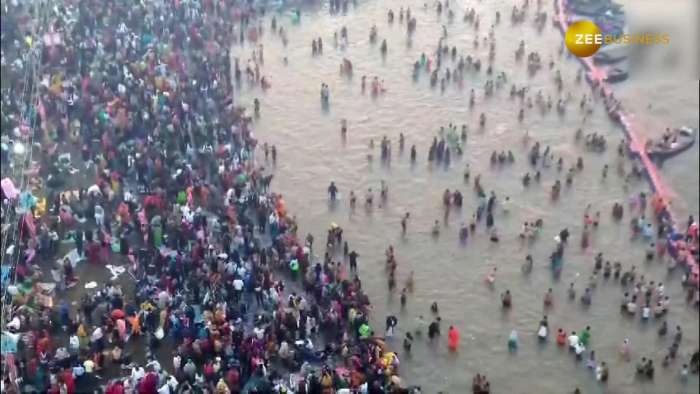  Drone footage captures holy dip at Triveni Sangam in Prayagraj, Over 38.97 Crore people participate 