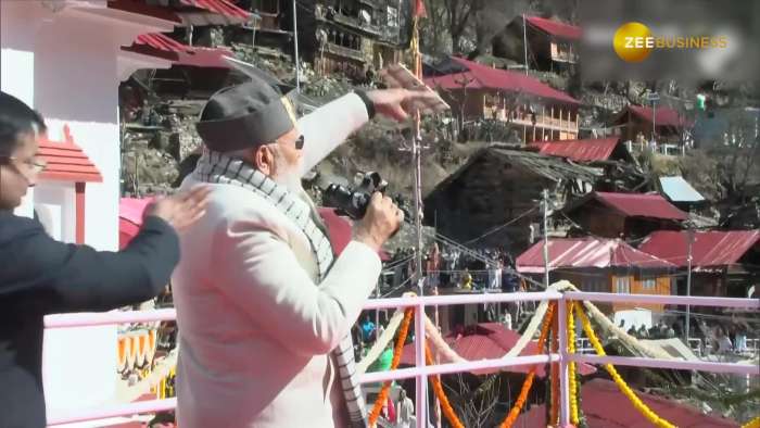 PM Modi puts on binoculars, enjoys beauty of snow-capped mountains in Mukhwa, Uttarakhand