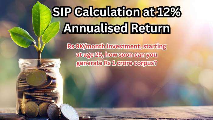 SIP Calculation at 12% Annualised Return: Rs 9,000/month investment, starting at age 25, how soon can you generate Rs 1 crore corpus?
