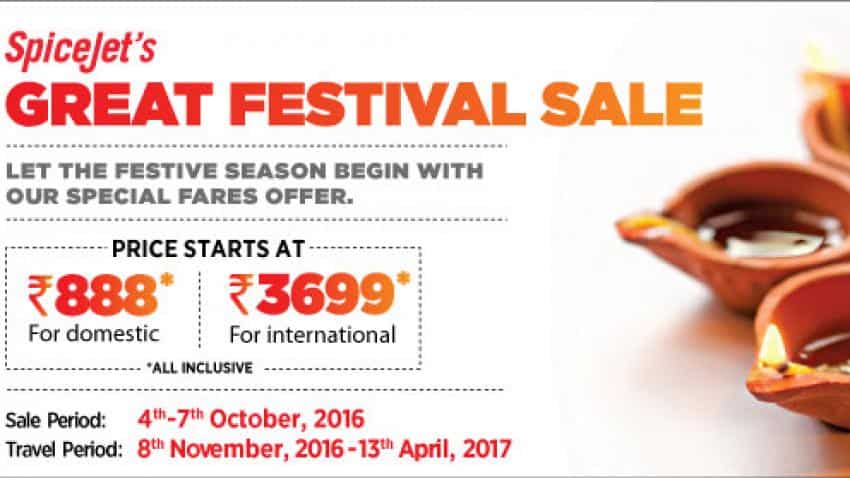 Great Festive sale offer: SpiceJet offers tickets for Rs 888 Great Festive sale offer: SpiceJet offers tickets for Rs 888